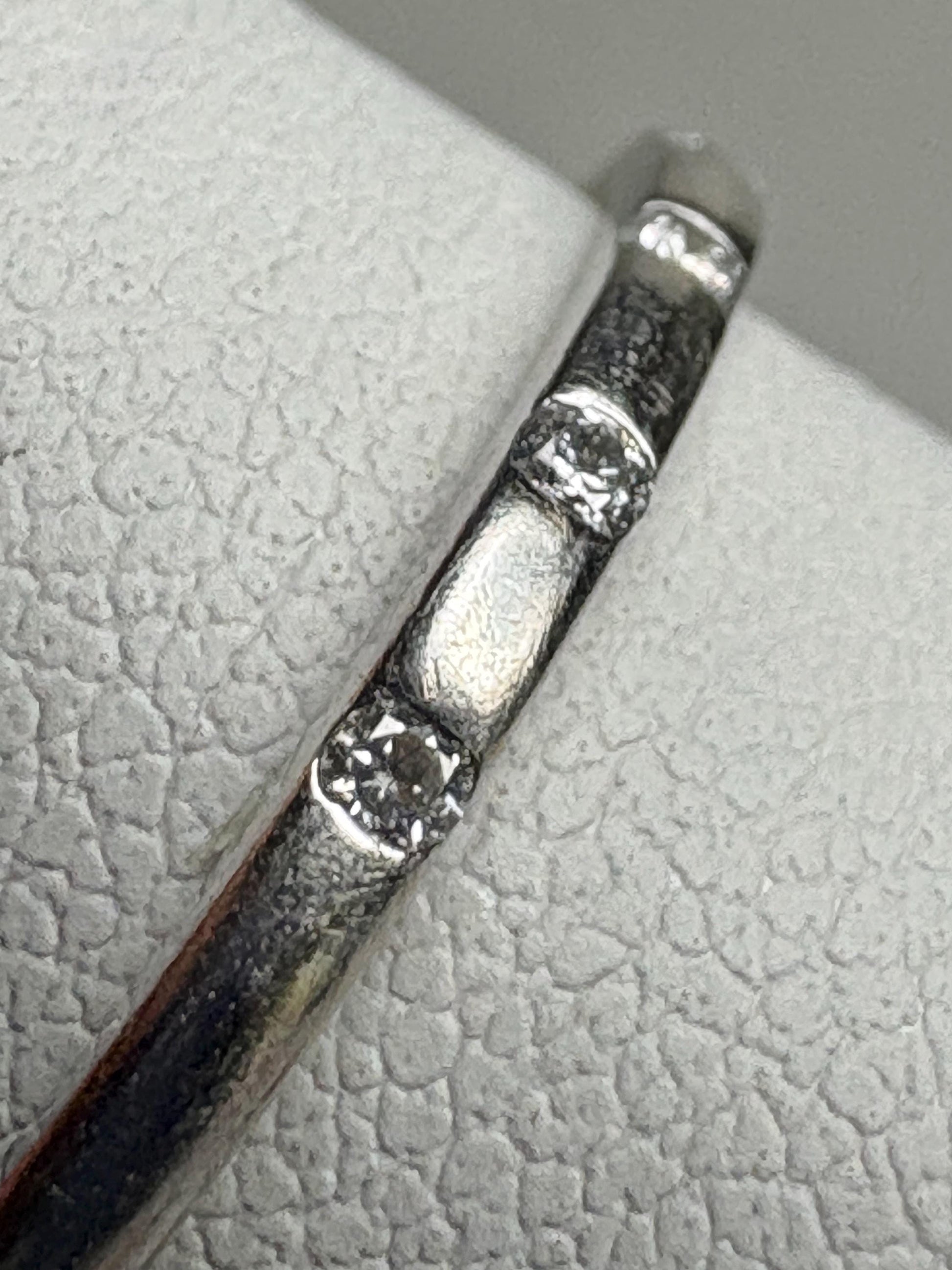 Diamond Accented Stackable Band Ring Solid 10k White Gold .12ctw size 7 - NewLifeJewelryVault