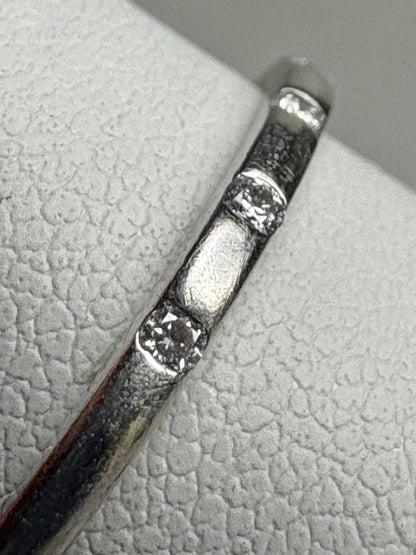 Diamond Accented Stackable Band Ring Solid 10k White Gold .12ctw size 7 - NewLifeJewelryVault