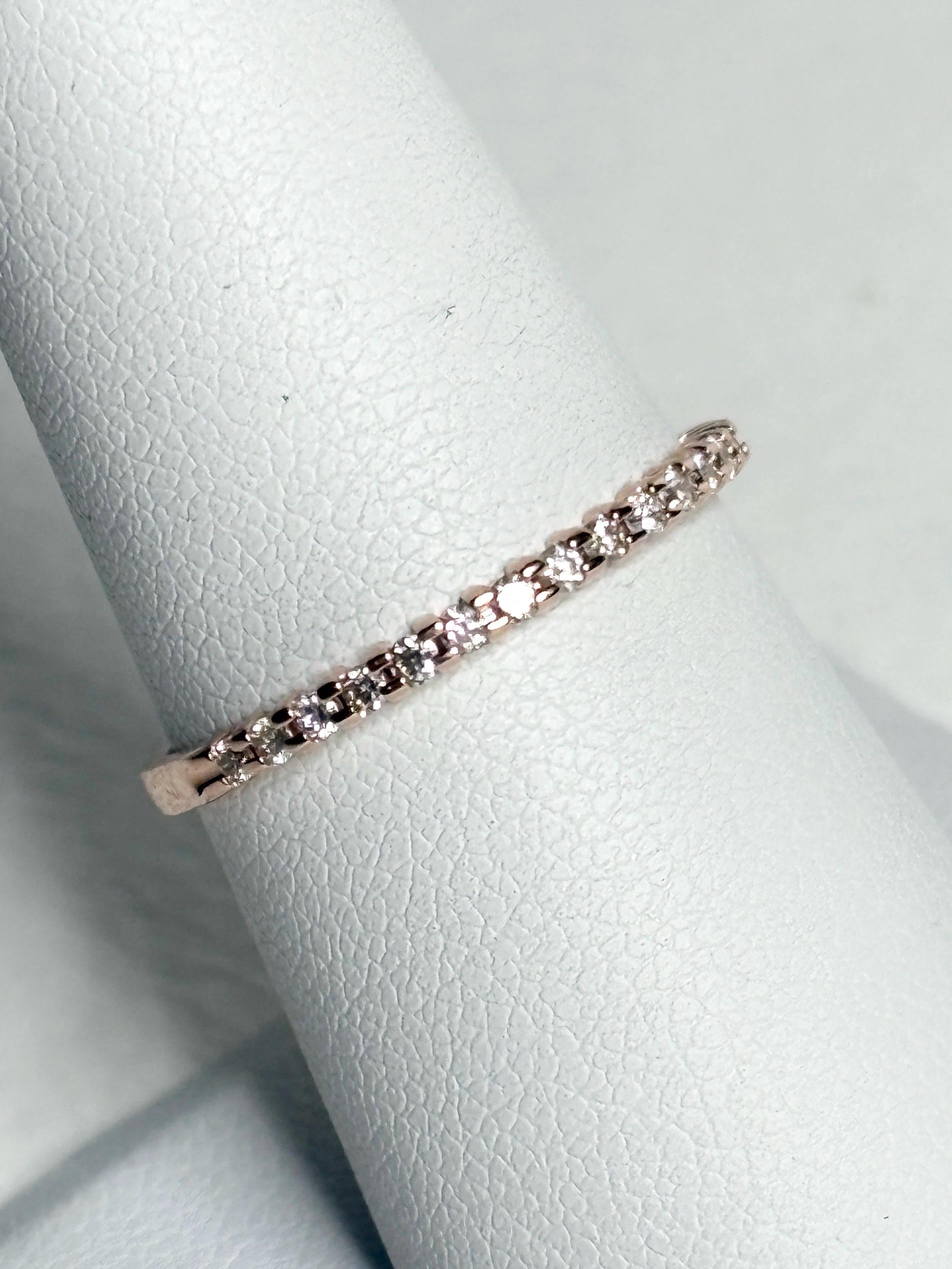 Diamond Band Ring Solid 14k Rose Gold .20ctw size 7.5 - NewLifeJewelryVault
