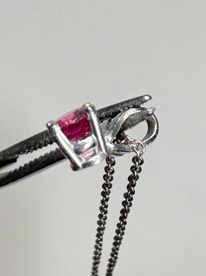 Ruby Solitaire Pendant Necklace Solid 14k White Gold and 18k Adjustable Chain 16-17.5" - NewLifeJewelryVault