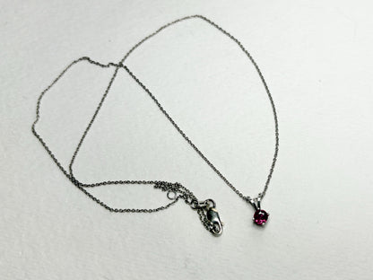 Ruby Solitaire Pendant Necklace Solid 14k White Gold and 18k Adjustable Chain 16-17.5" - NewLifeJewelryVault