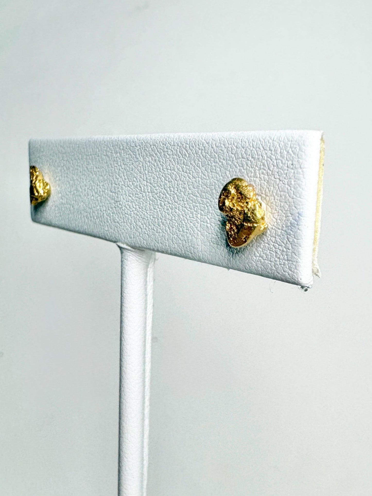 Solid Gold Nugget Stud Earrings Solid 14k Backs - NewLifeJewelryVault