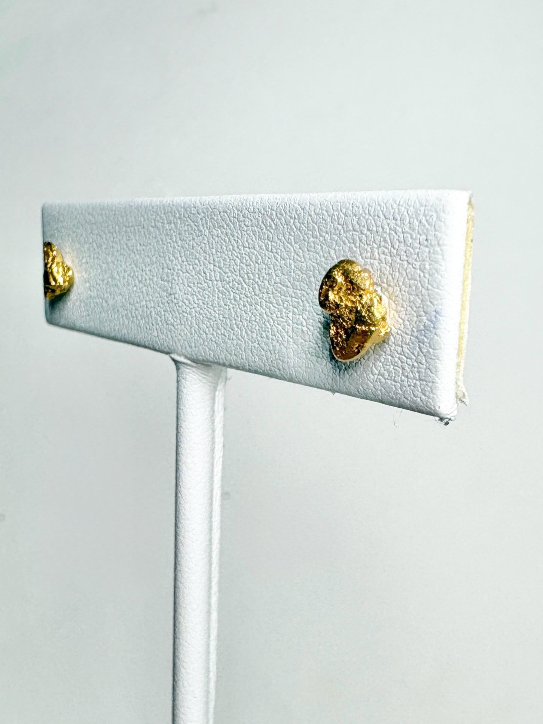 Solid Gold Nugget Stud Earrings Solid 14k Backs - NewLifeJewelryVault