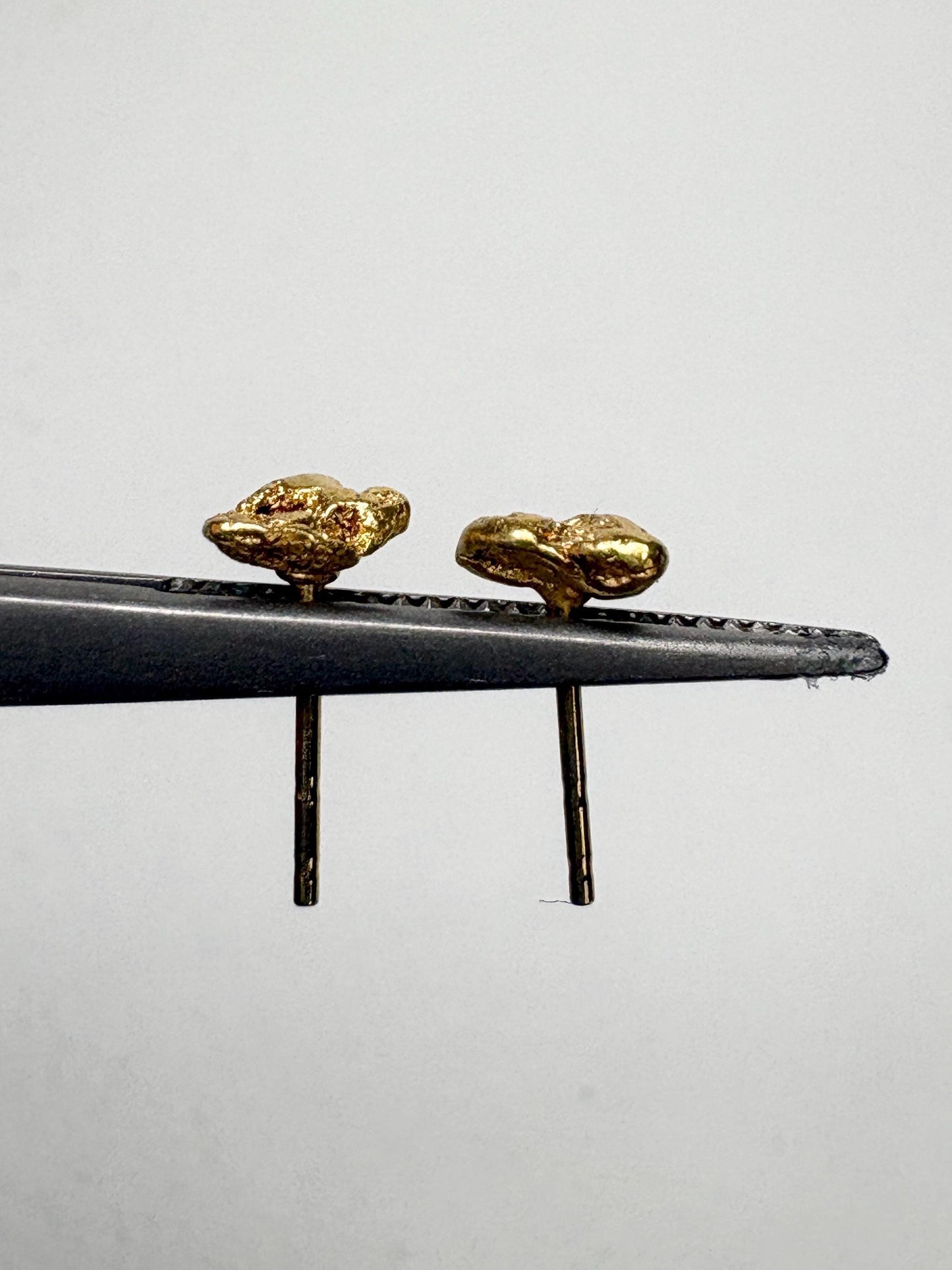 Solid Gold Nugget Stud Earrings Solid 14k Backs - NewLifeJewelryVault