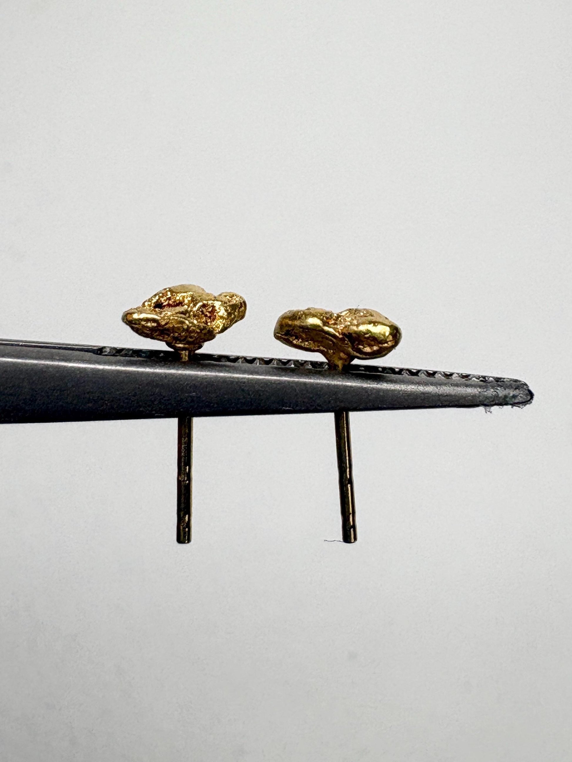 Solid Gold Nugget Stud Earrings Solid 14k Backs - NewLifeJewelryVault