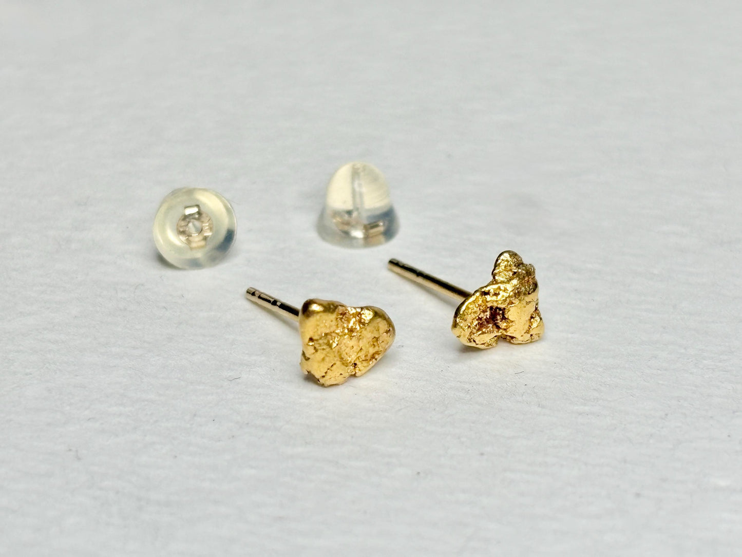 Solid Gold Nugget Stud Earrings Solid 14k Backs - NewLifeJewelryVault
