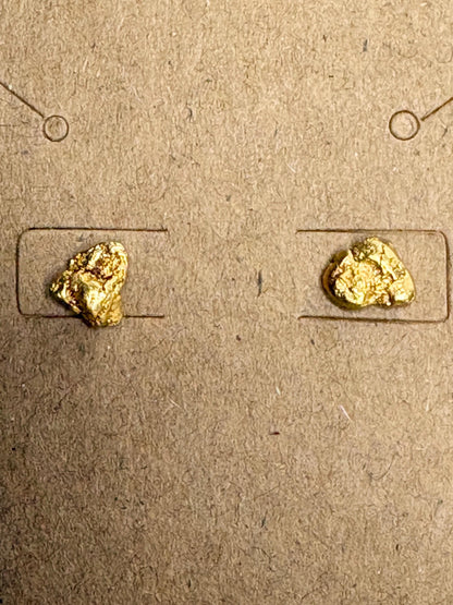 Solid Gold Nugget Stud Earrings Solid 14k Backs - NewLifeJewelryVault