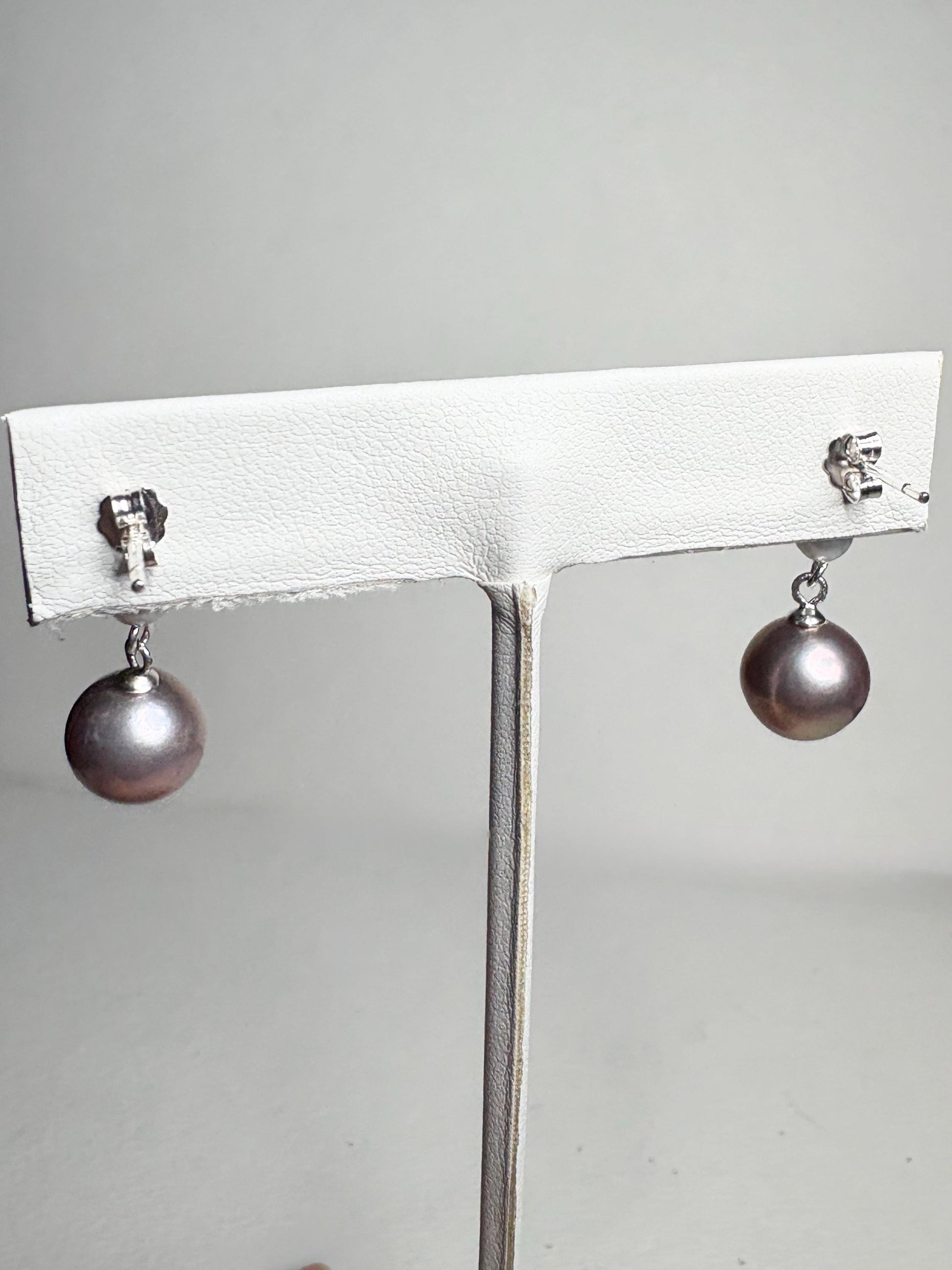 Purple Edison Cultured Pearls with Amethyst and White Pearl Dangle Drop Earrings Sterling Silver - NewLifeJewelryVault