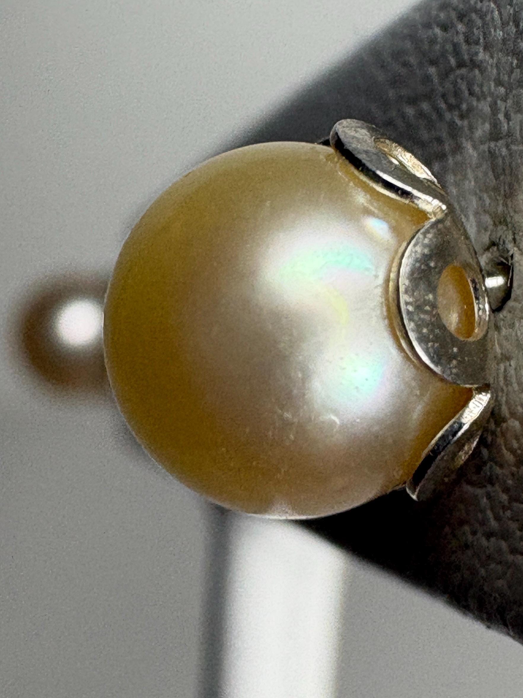 Cream Akoya Cultured Pearl 3/4 Stud Earrings in Sterling Silver 7mm - NewLifeJewelryVault