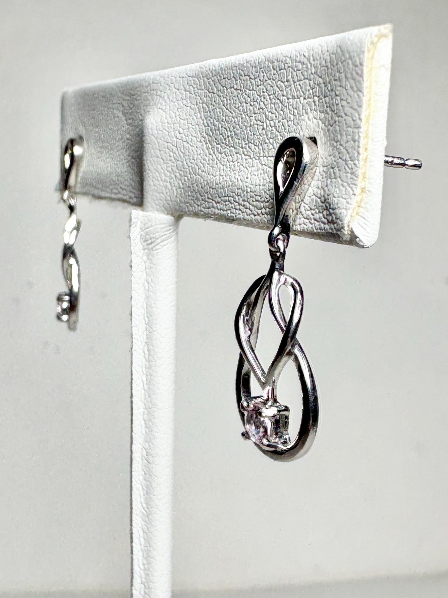 Knot Style Dangle Drop Earrings with Natural Pink Topaz Sterling Silver - NewLifeJewelryVault