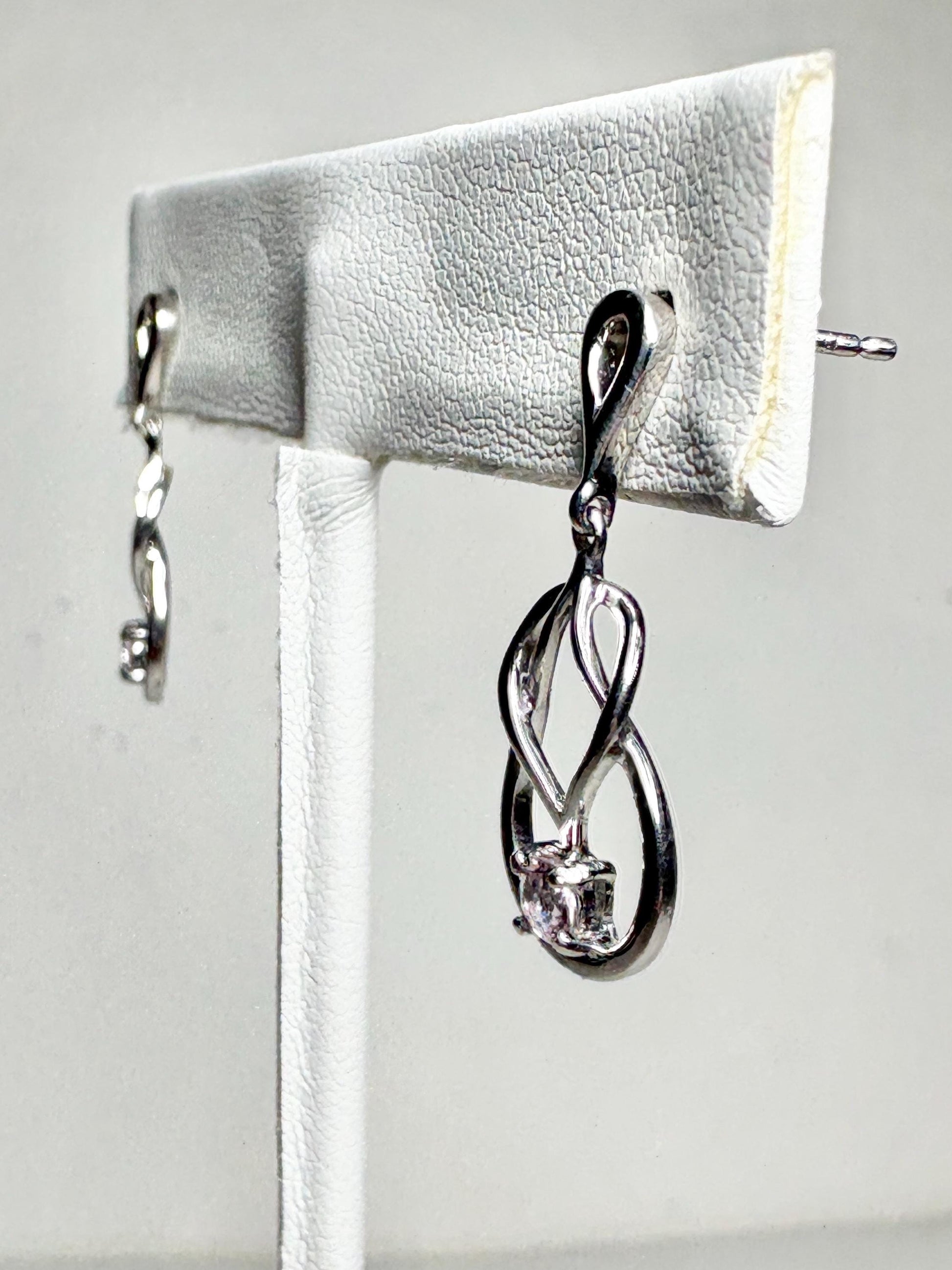Knot Style Dangle Drop Earrings with Natural Pink Topaz Sterling Silver - NewLifeJewelryVault
