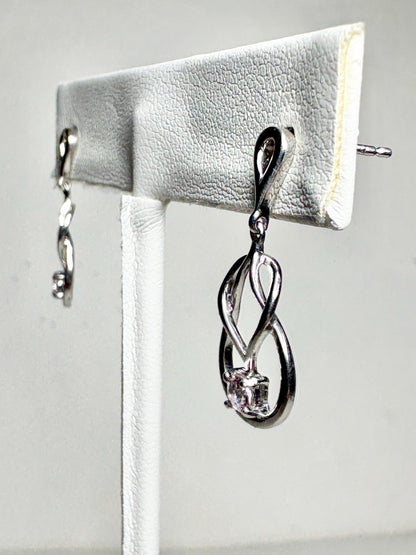 Knot Style Dangle Drop Earrings with Natural Pink Topaz Sterling Silver - NewLifeJewelryVault