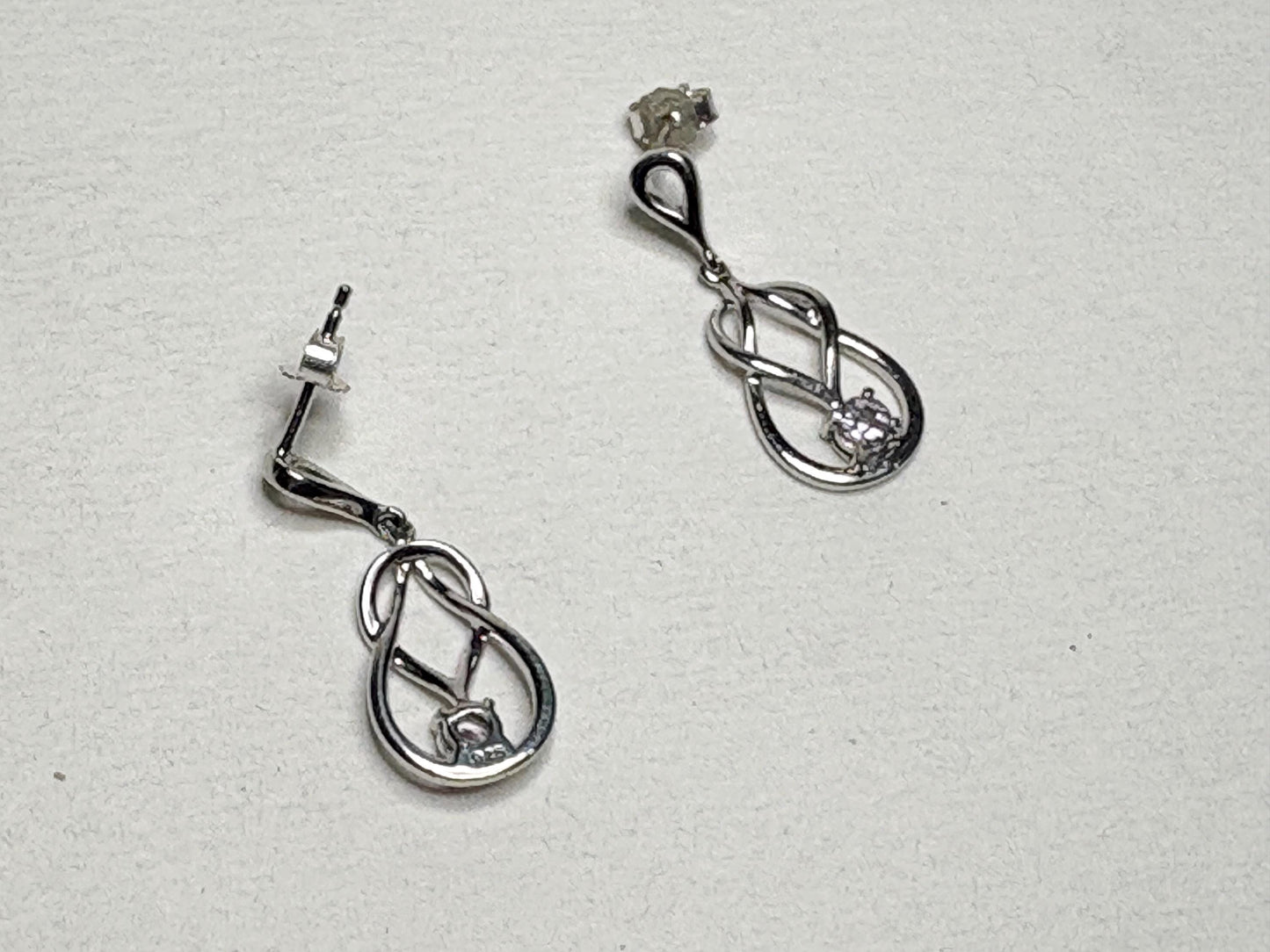 Knot Style Dangle Drop Earrings with Natural Pink Topaz Sterling Silver - NewLifeJewelryVault