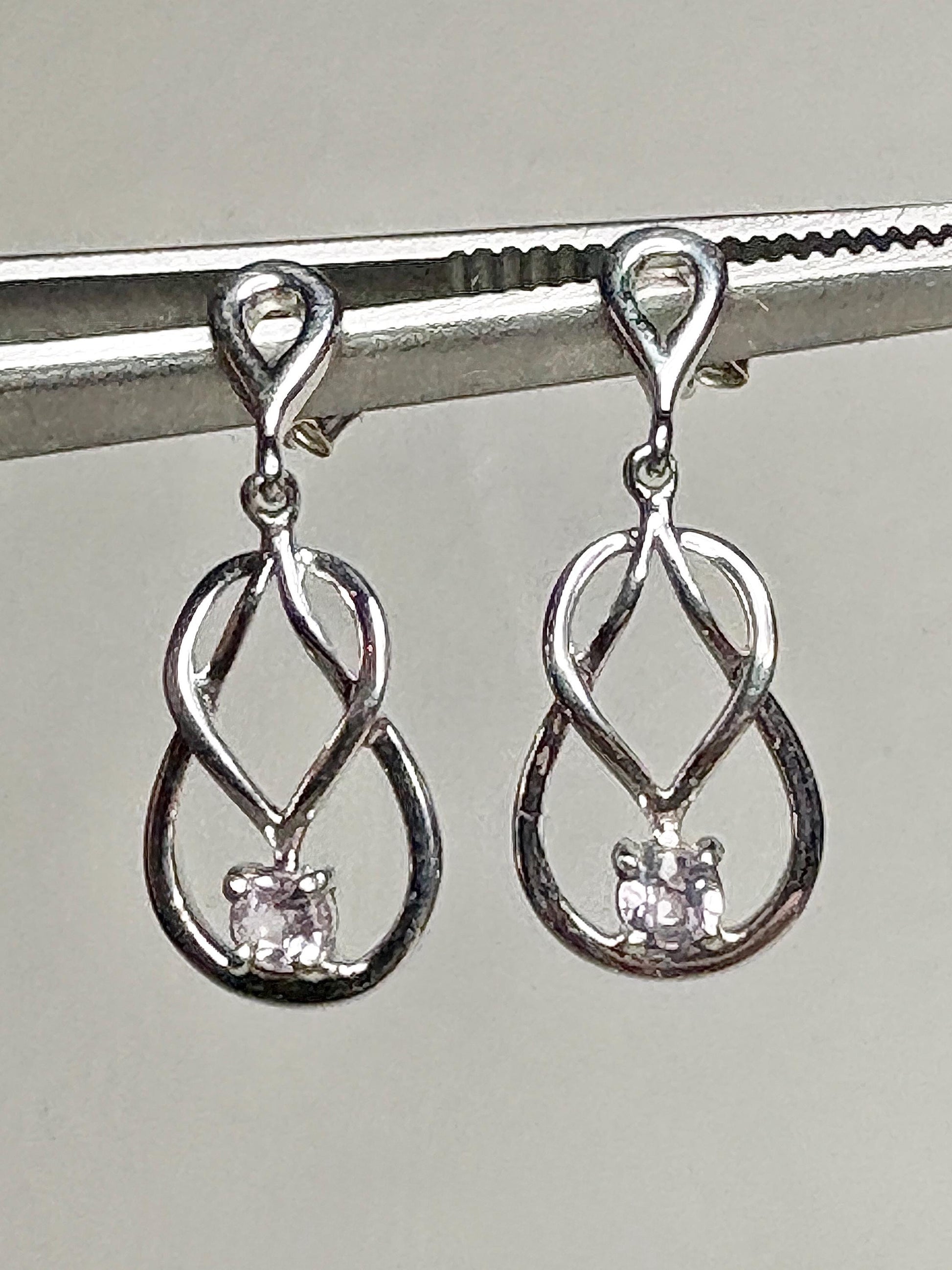 Knot Style Dangle Drop Earrings with Natural Pink Topaz Sterling Silver - NewLifeJewelryVault