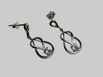 Knot Style Dangle Drop Earrings with Natural Pink Topaz Sterling Silver - NewLifeJewelryVault