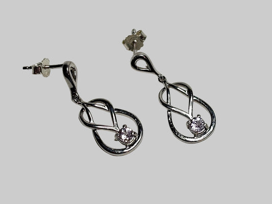 Knot Style Dangle Drop Earrings with Natural Pink Topaz Sterling Silver - NewLifeJewelryVault