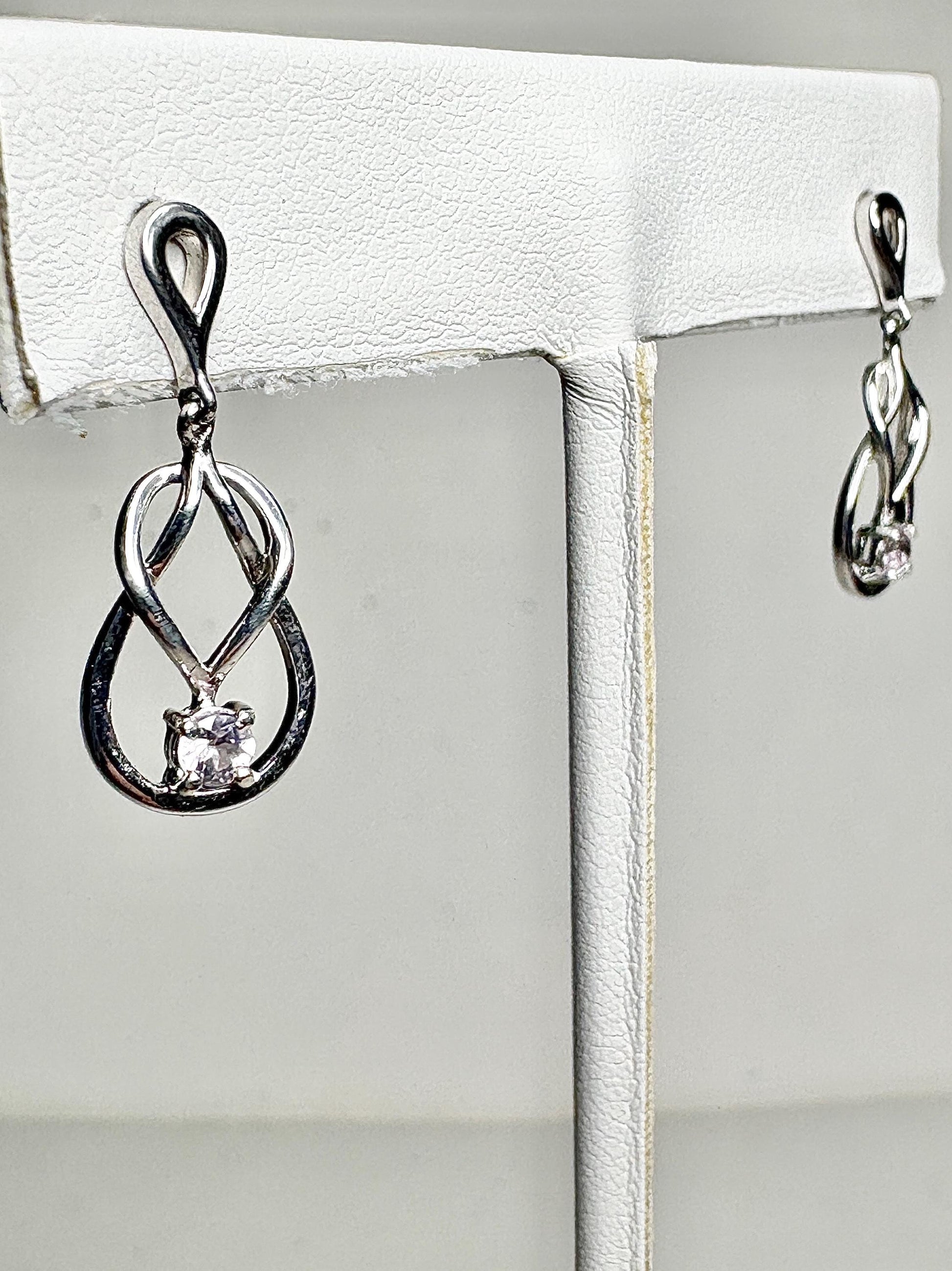 Knot Style Dangle Drop Earrings with Natural Pink Topaz Sterling Silver - NewLifeJewelryVault