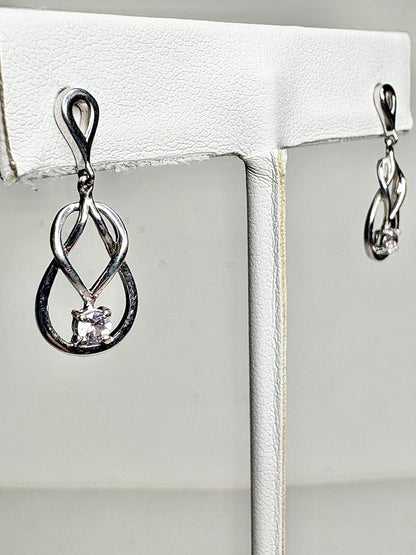 Knot Style Dangle Drop Earrings with Natural Pink Topaz Sterling Silver - NewLifeJewelryVault