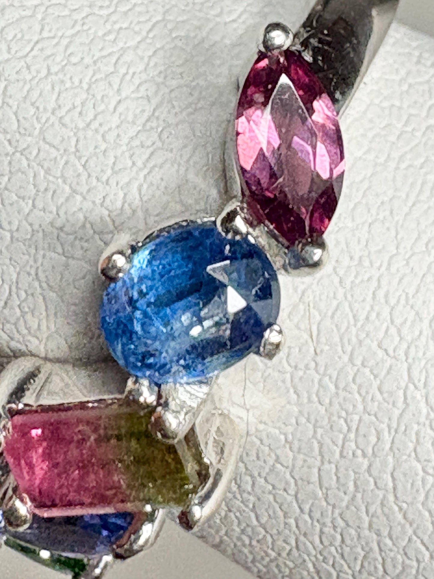 Watermelon Tourmaline Multi Gem Ring in Sterling Silver size 8 - NewLifeJewelryVault