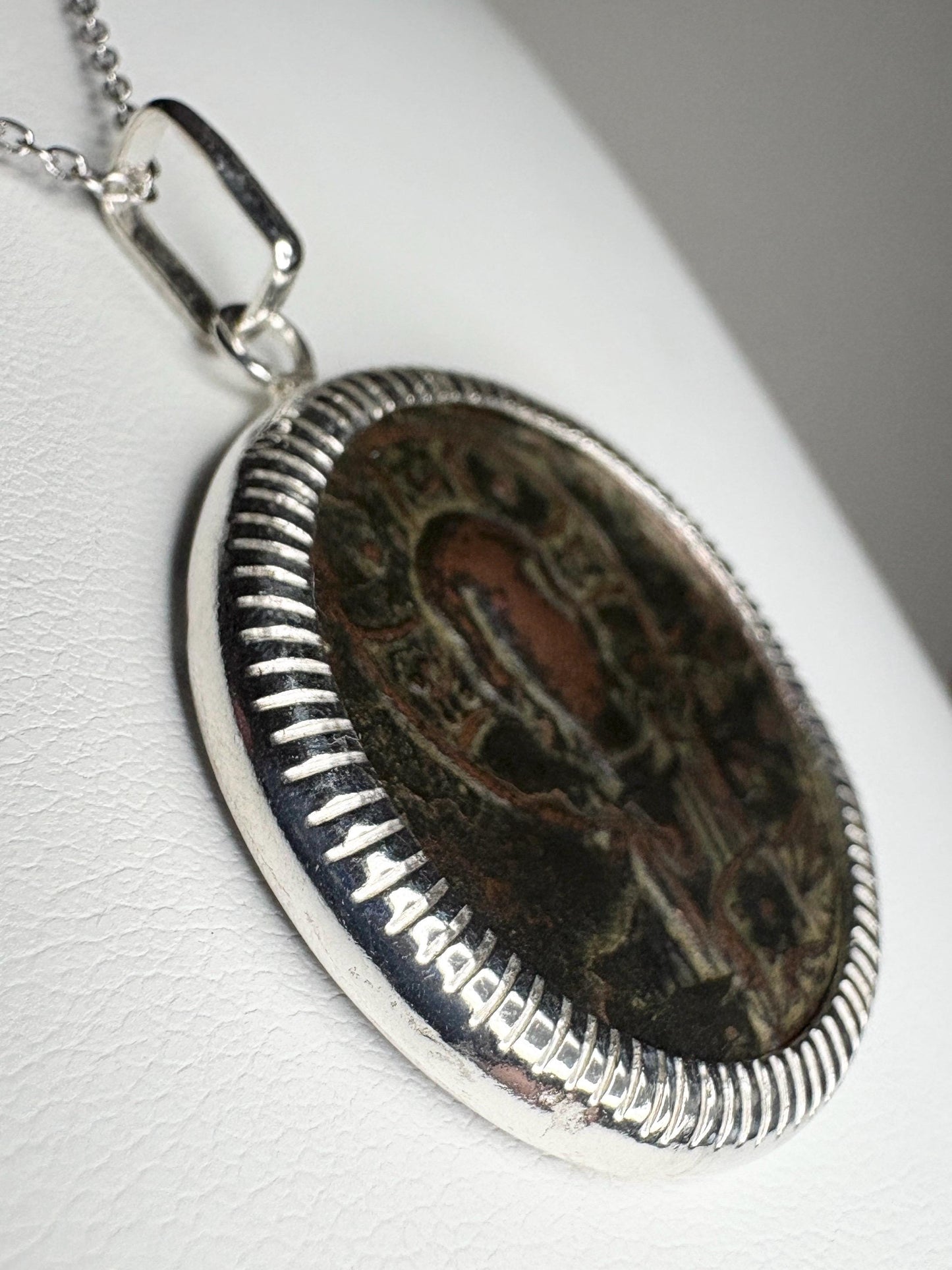 Ancient Follis Anonymous Byzantine Bronze Coin of Christ in Sterling Silver 20" - NewLifeJewelryVault