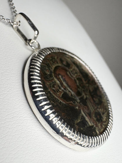 Ancient Follis Anonymous Byzantine Bronze Coin of Christ in Sterling Silver 20" - NewLifeJewelryVault