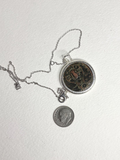 Ancient Follis Anonymous Byzantine Bronze Coin of Christ in Sterling Silver 20" - NewLifeJewelryVault