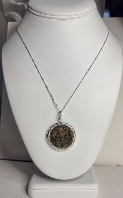 Ancient Follis Anonymous Byzantine Bronze Coin of Christ in Sterling Silver 20" - NewLifeJewelryVault