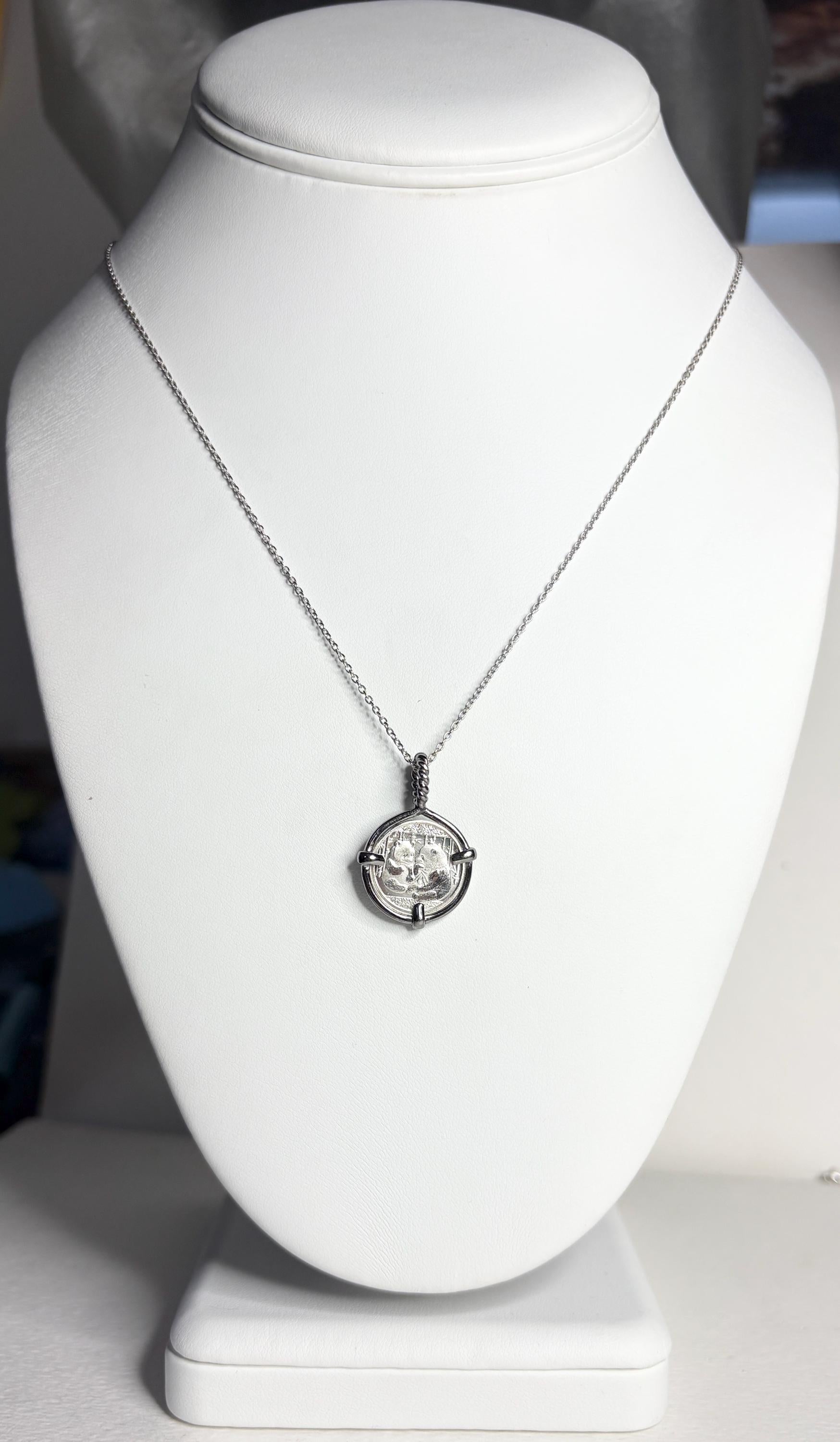Panda Coin Bullion 999 Fine Silver Twist Bail Pendant Necklace in Sterling Silver 20" - NewLifeJewelryVault
