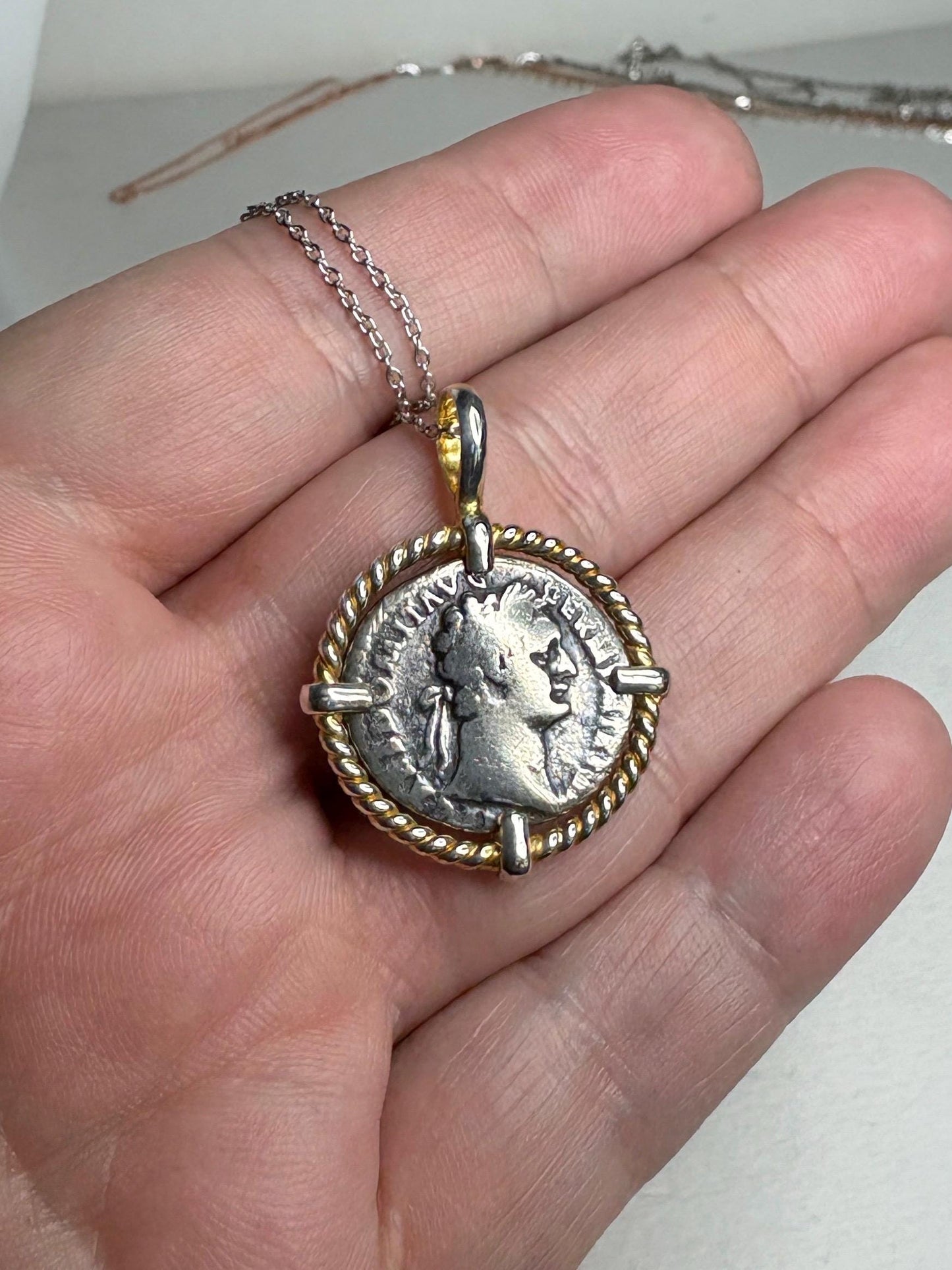 Ancient Roman Demitian Silver Denarius Pendant Necklace Sterling Silver 20" - NewLifeJewelryVault