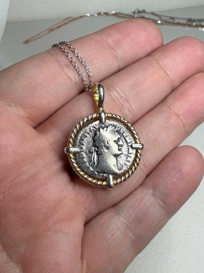 Ancient Roman Demitian Silver Denarius Pendant Necklace Sterling Silver 20" - NewLifeJewelryVault