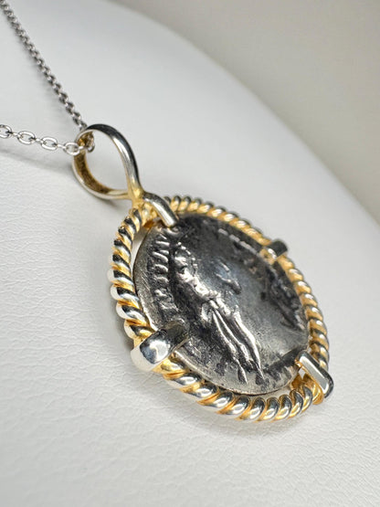 Ancient Roman Demitian Silver Denarius Pendant Necklace Sterling Silver 20" - NewLifeJewelryVault