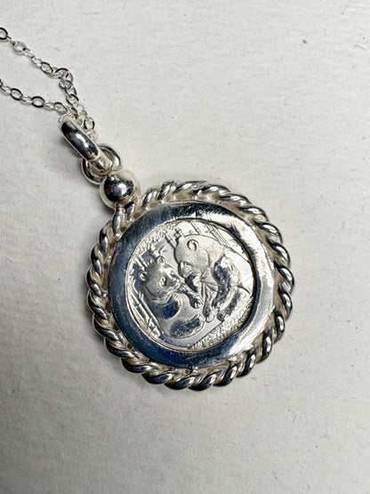 Panda Coin Bullion 999 Fine Silver Rope Pendant Necklace in Sterling Silver 18" - NewLifeJewelryVault