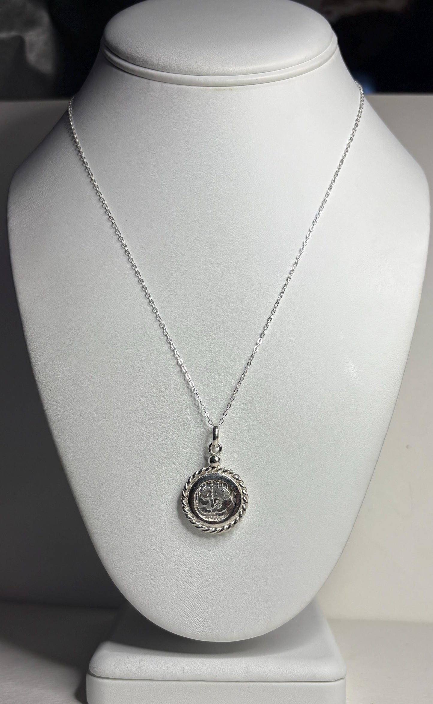 Panda Coin Bullion 999 Fine Silver Rope Pendant Necklace in Sterling Silver 18" - NewLifeJewelryVault