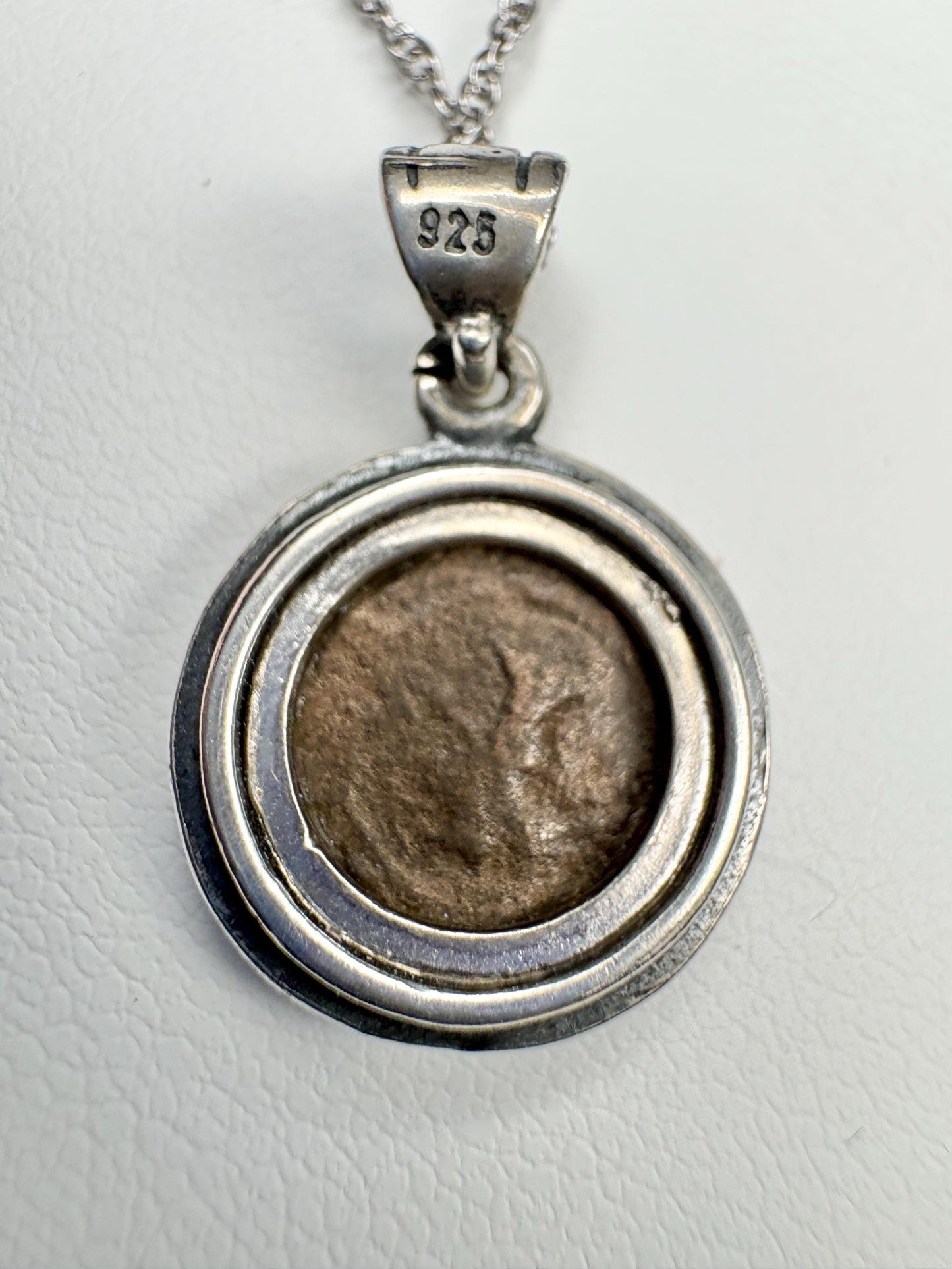 Widow's Mite Bezel Coin Pendant Necklace Sterling Silver 18" - NewLifeJewelryVault