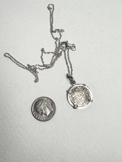 Hungarian Silver Denar Coin 1563 of Mary and Jesus Pendant Necklace with COA in Sterling Silver 20" - NewLifeJewelryVault