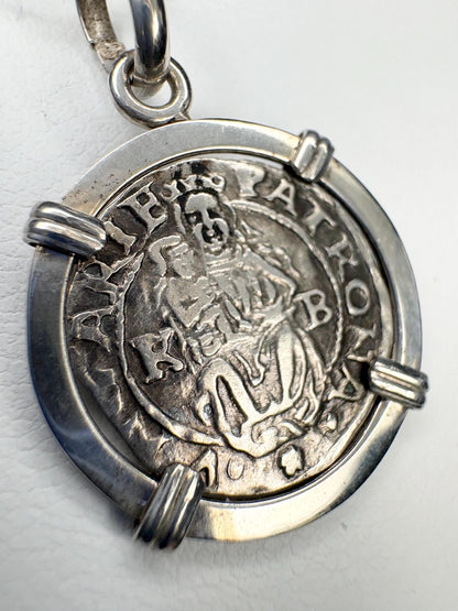 Hungarian Silver Denar Coin 1563 of Mary and Jesus Pendant Necklace with COA in Sterling Silver 20" - NewLifeJewelryVault
