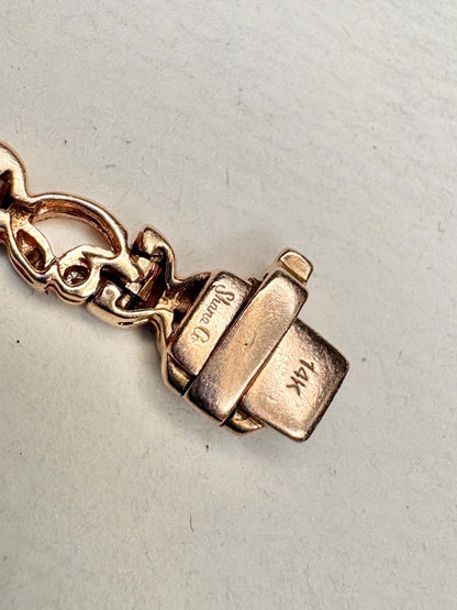 Shane Co Floral Vine Diamond Tennis Bracelet in Solid 14k Rose Gold 7.5" - NewLifeJewelryVault