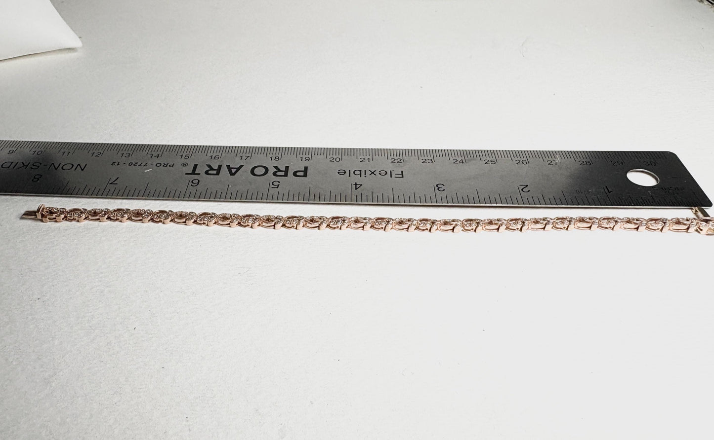 Shane Co Floral Vine Diamond Tennis Bracelet in Solid 14k Rose Gold 7.5" - NewLifeJewelryVault
