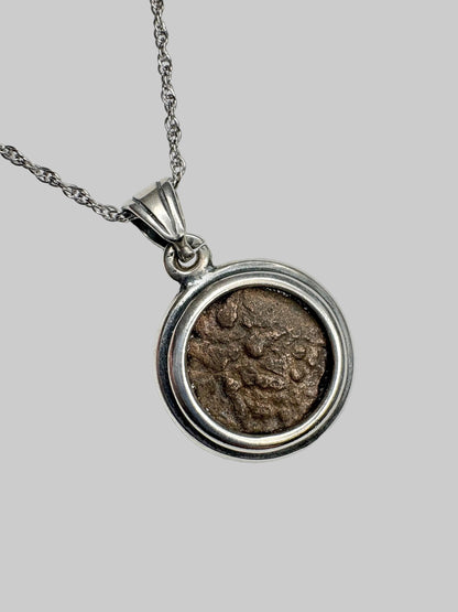 Widow's Mite Bezel Coin Pendant Necklace Sterling Silver 18" - NewLifeJewelryVault