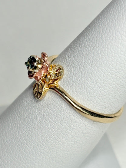 Black Hills Gold Color Change Garnet Rose ring solid 10k gold size 6.5 - NewLifeJewelryVault