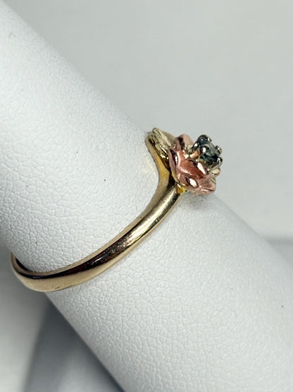 Black Hills Gold Color Change Garnet Rose ring solid 10k gold size 6.5 - NewLifeJewelryVault