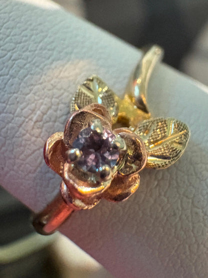 Black Hills Gold Color Change Garnet Rose ring solid 10k gold size 6.5 - NewLifeJewelryVault