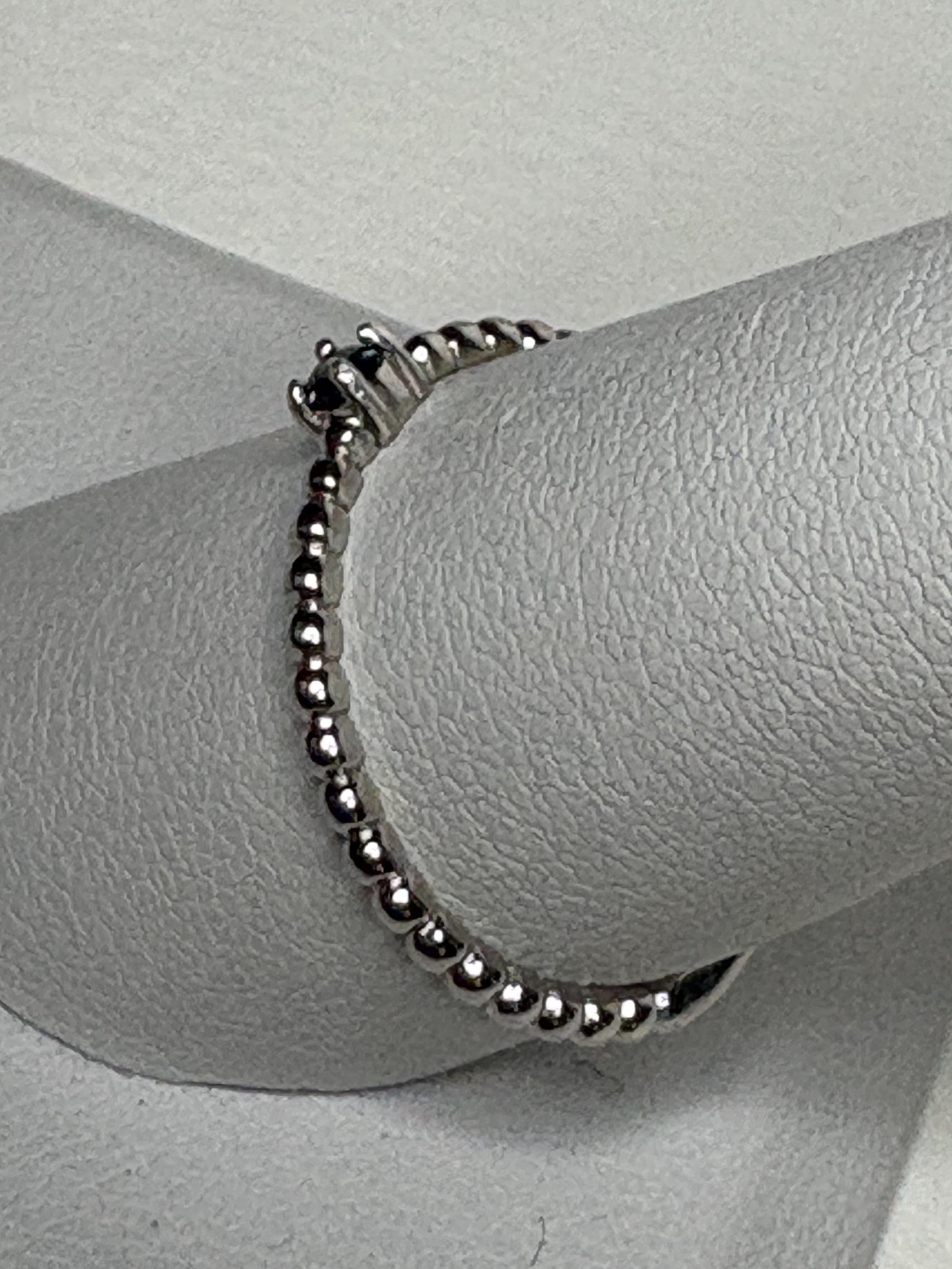 Natural Blue Sapphire Beaded Band Ring Sterling Silver size 9 - NewLifeJewelryVault