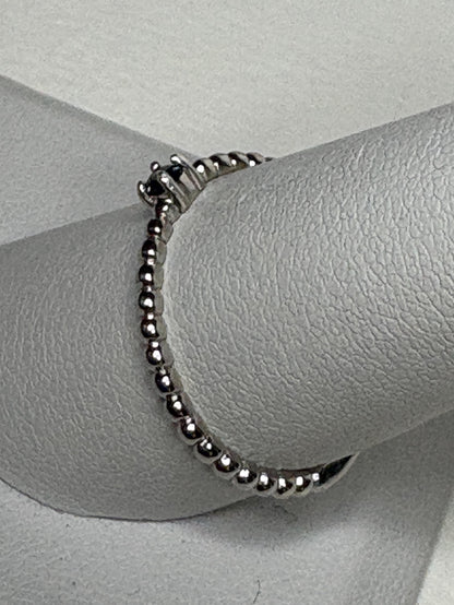 Natural Blue Sapphire Beaded Band Ring Sterling Silver size 9 - NewLifeJewelryVault