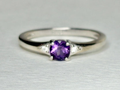 Amethyst and Diamond Ring from Four Peaks Arizona in Sterling Silver COA size 8 - NewLifeJewelryVault