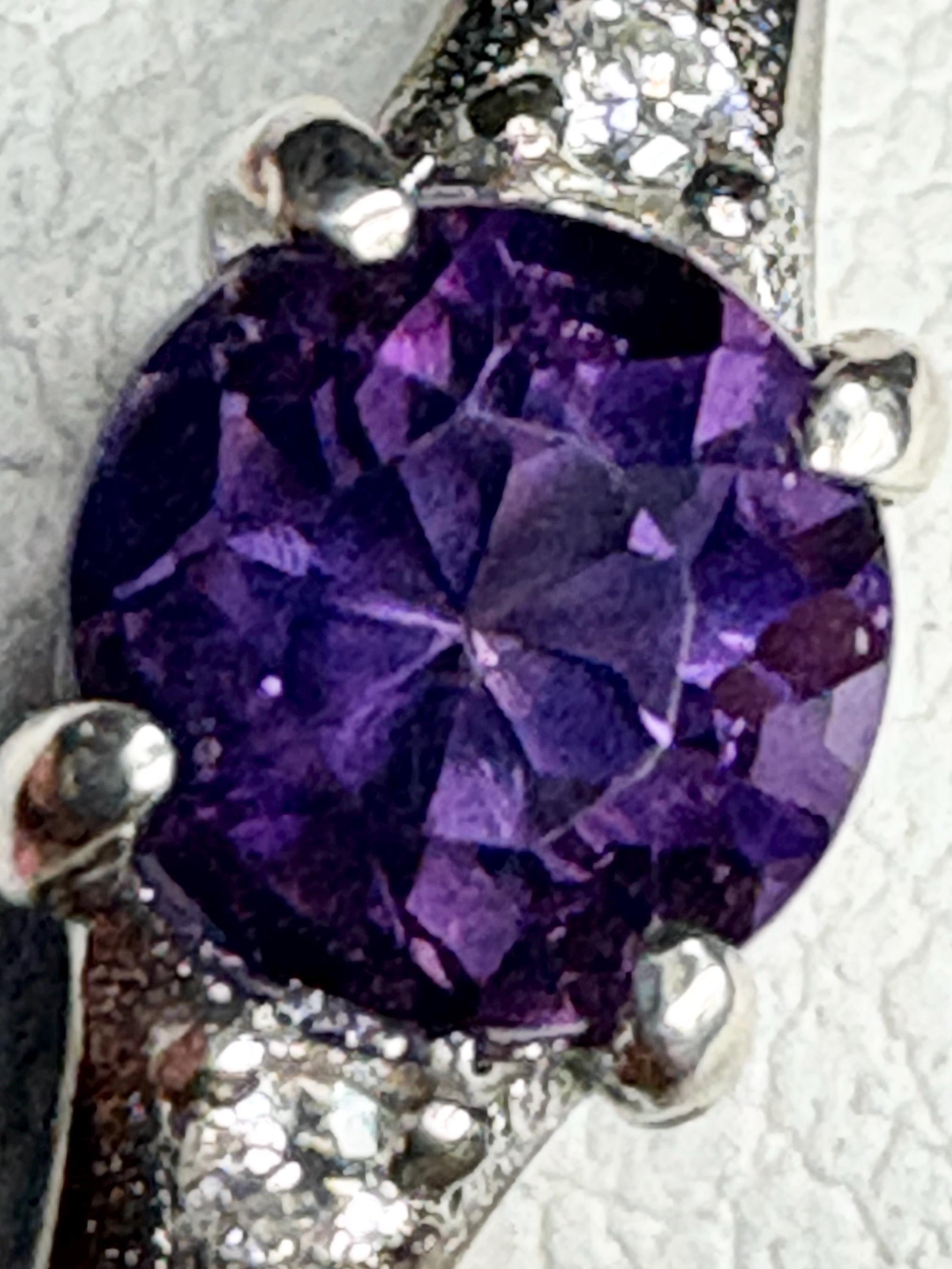Amethyst and Diamond Ring from Four Peaks Arizona in Sterling Silver COA size 8 - NewLifeJewelryVault