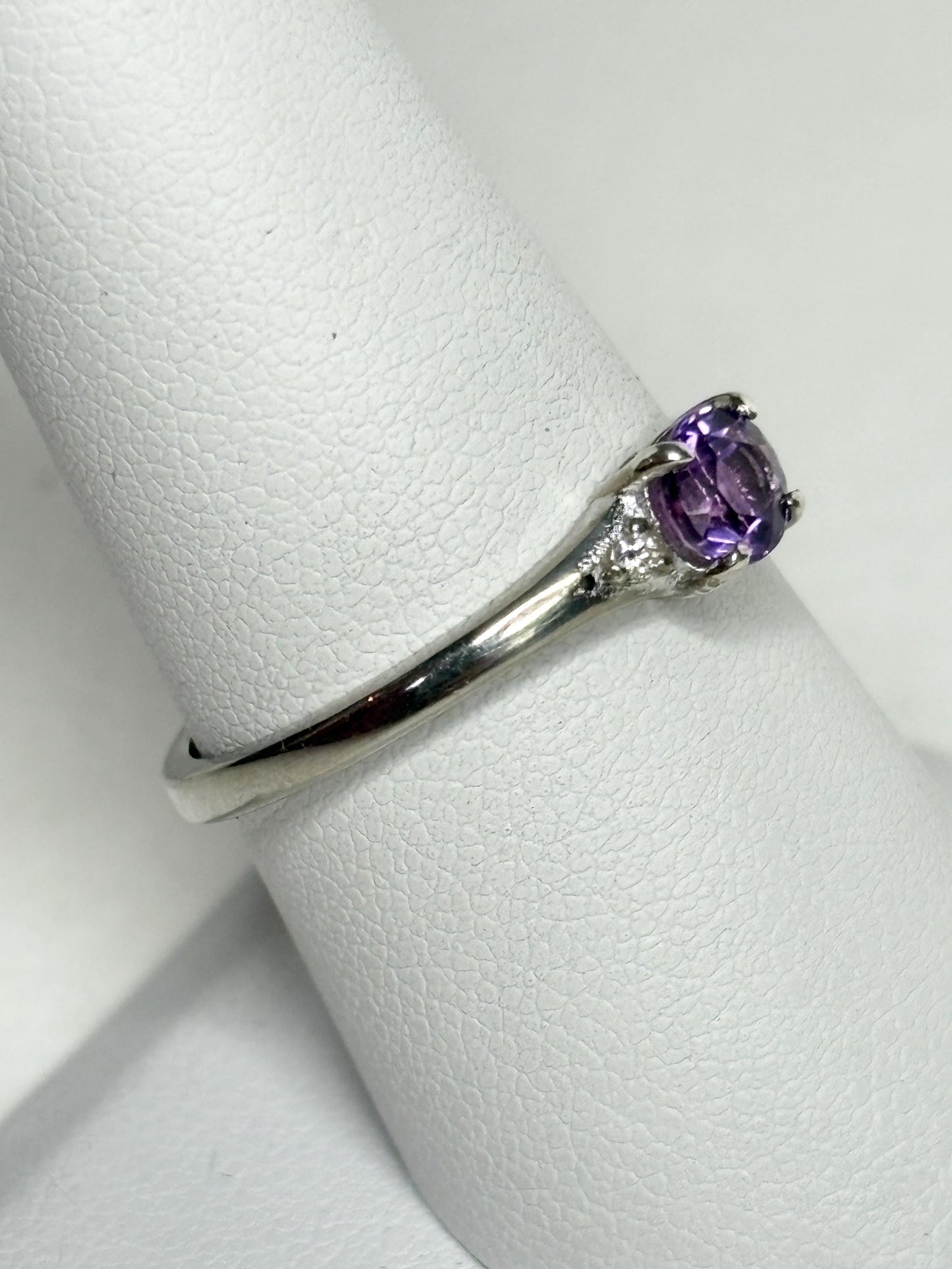Amethyst and Diamond Ring from Four Peaks Arizona in Sterling Silver COA size 8 - NewLifeJewelryVault