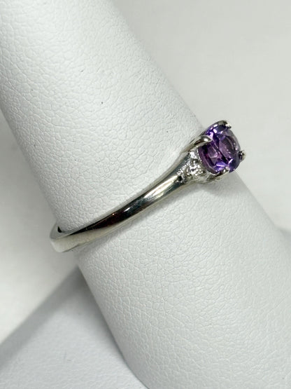 Amethyst and Diamond Ring from Four Peaks Arizona in Sterling Silver COA size 8 - NewLifeJewelryVault