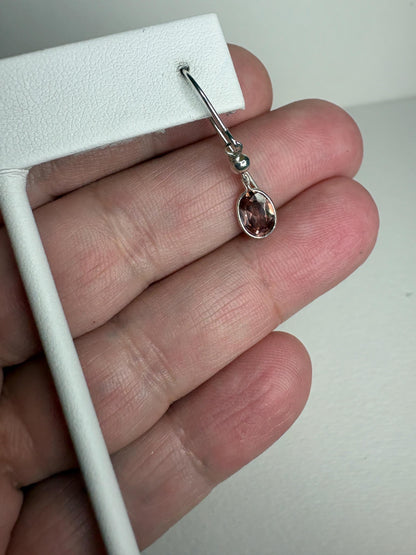 Natural Blush Pink Zircon Bezel Dangle Drop Earrings in Sterling Silver - NewLifeJewelryVault