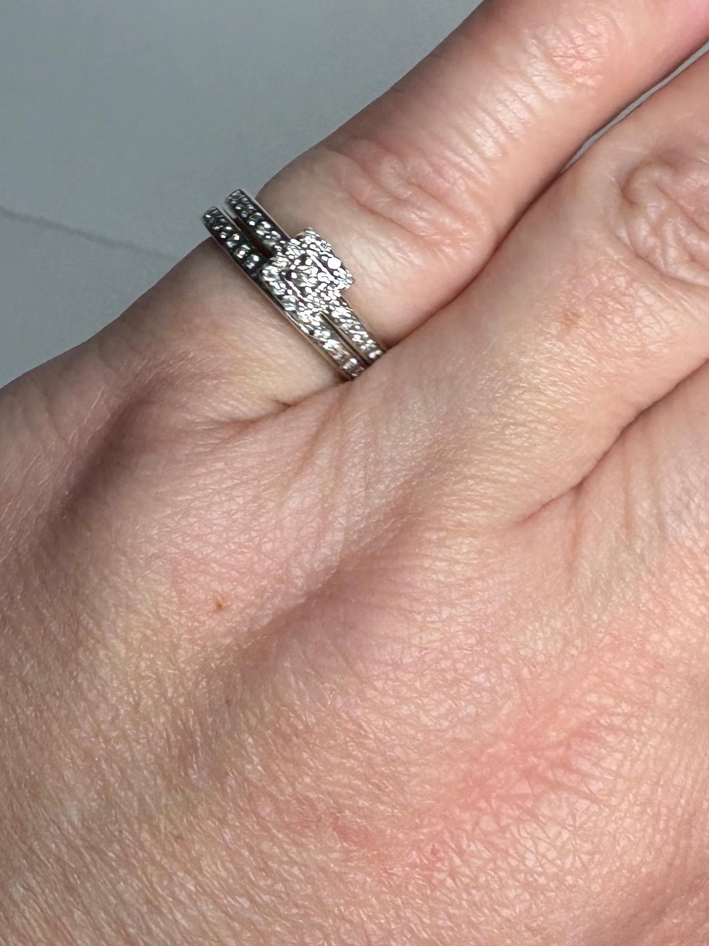 Natural Diamond Bridal SET in Sterling Silver .44ctw size 4.75 - NewLifeJewelryVault
